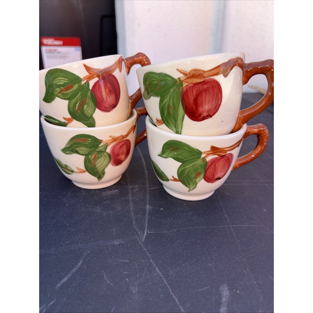 (4) Vintage Franciscan Apple Tea Cups USA 2.75"x3"